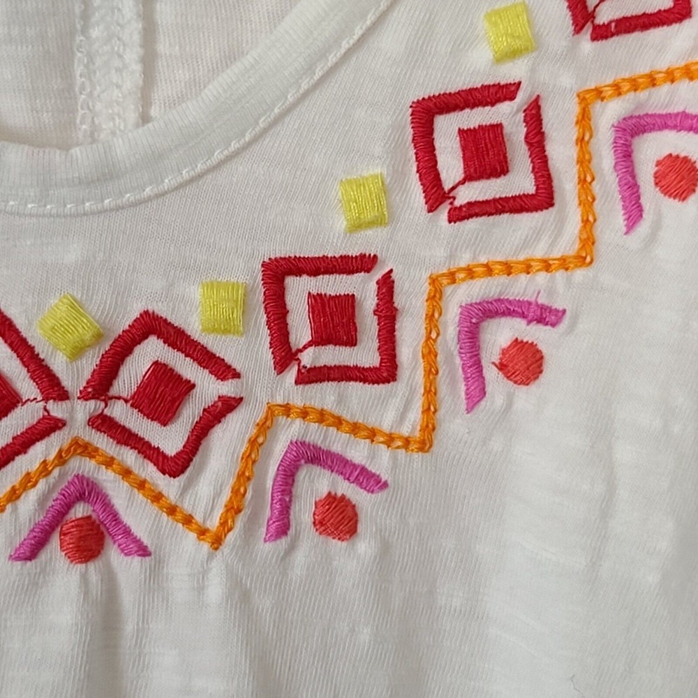 Athleta La Tara Tunic Top Size M White Embroidered Hooded Drop Waist Pockets EUC - Picture 5 of 10